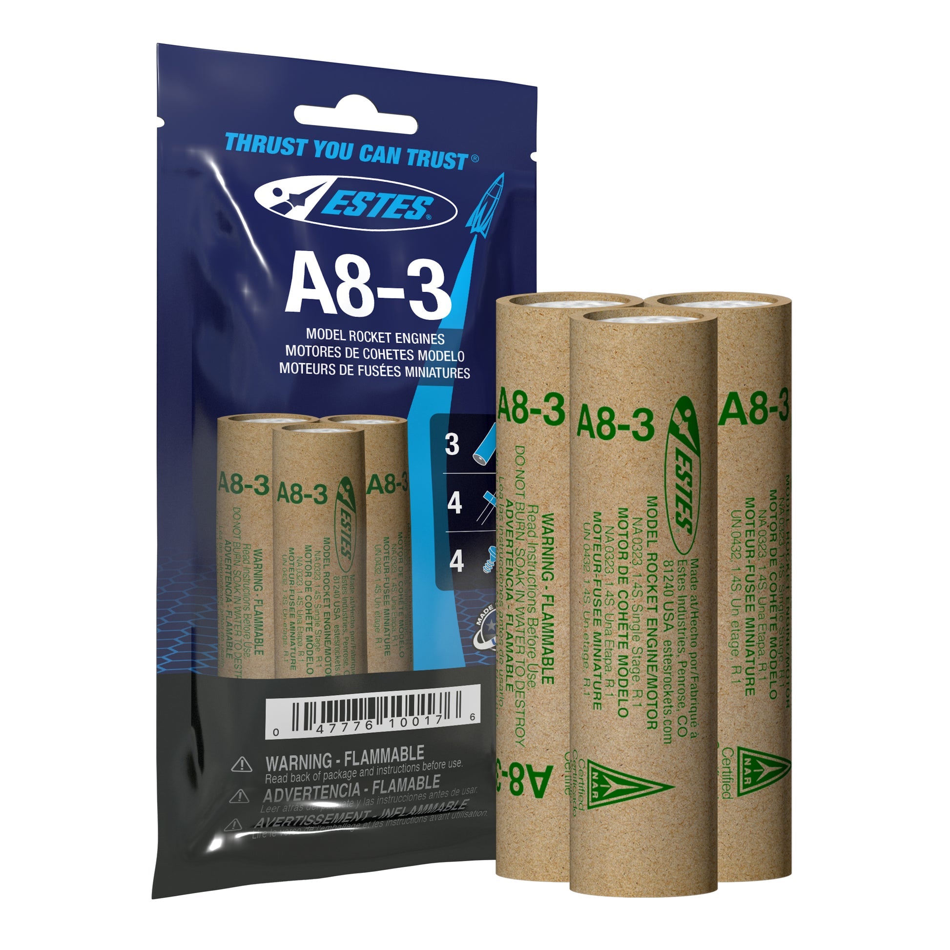 Estes A8-3 Engines – Standard Model Rocket Engine 3-Pack