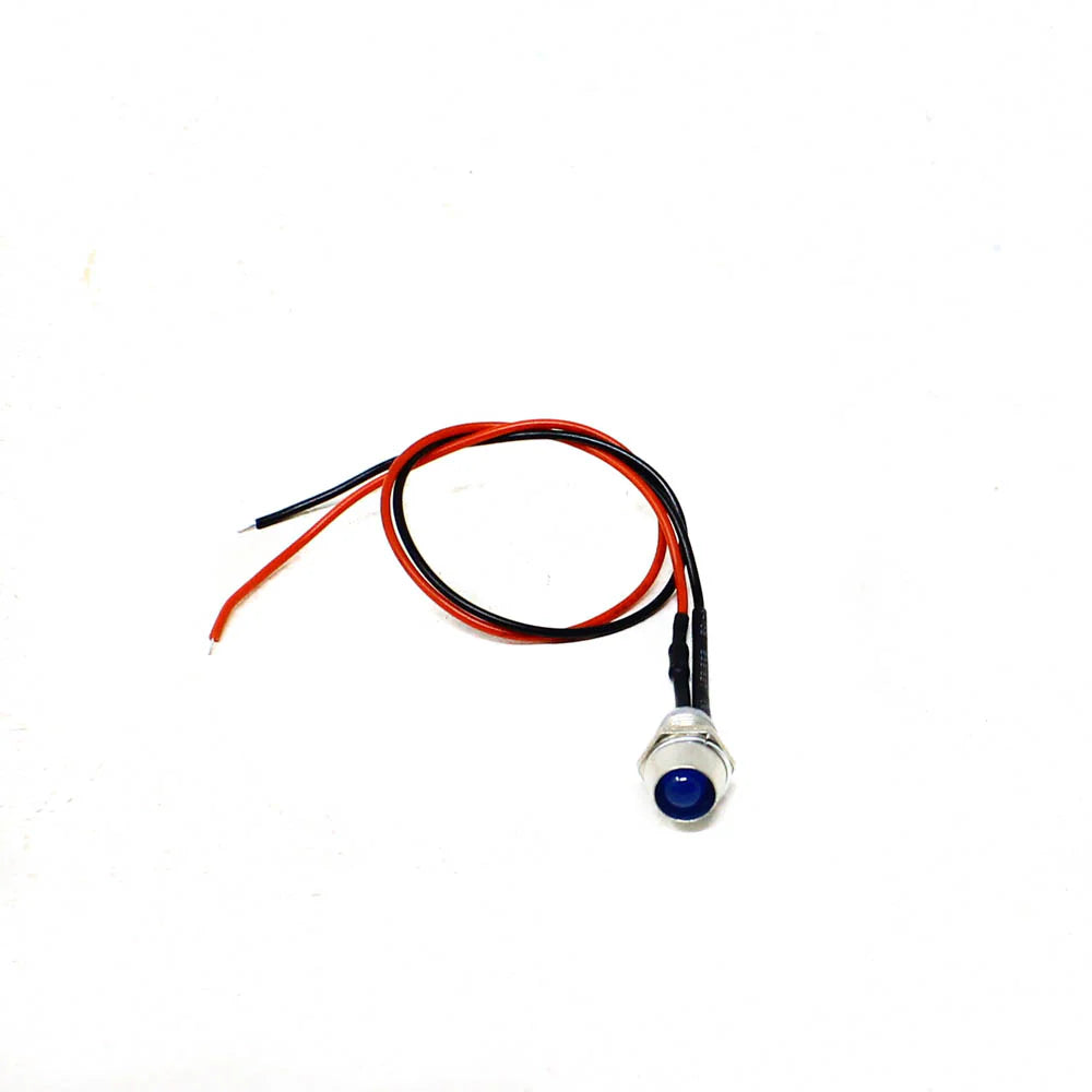 12v-18v 5mm Blue LED Metal Indicator Light with 20cm Cable