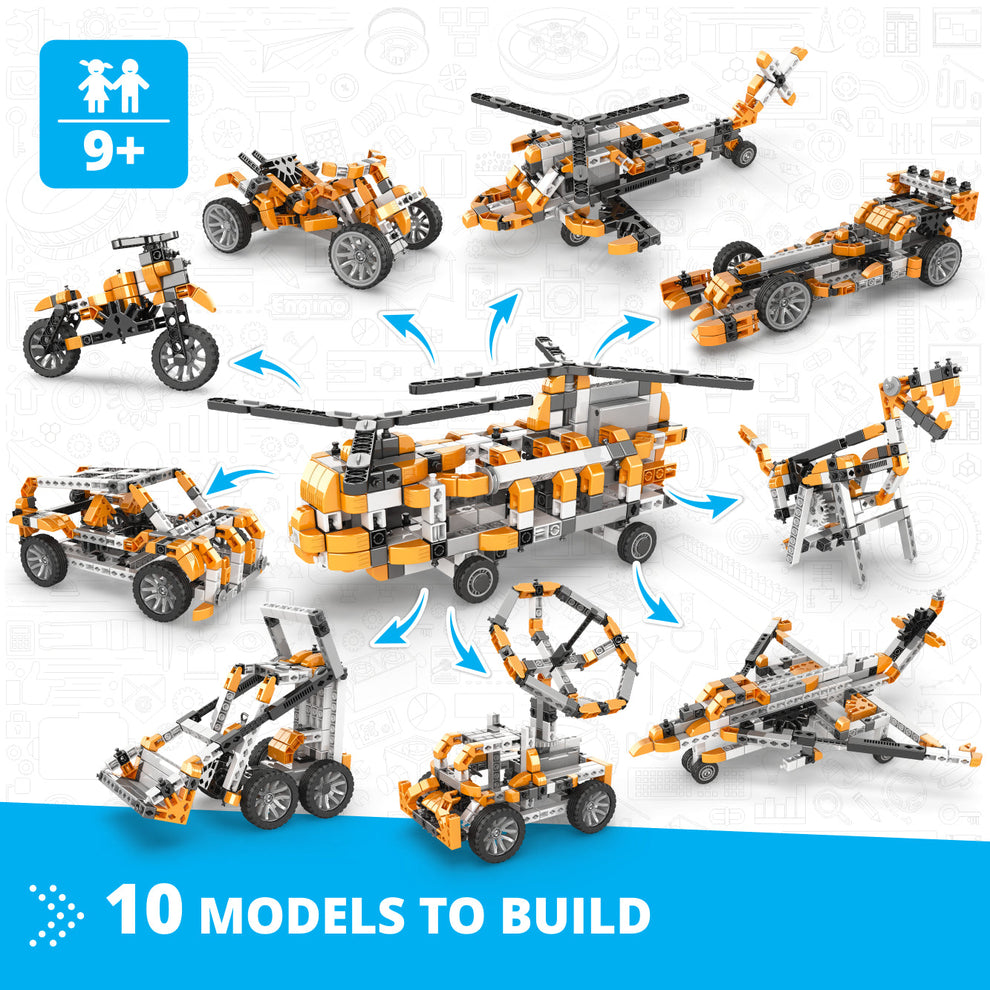 Engino Inventor Motorized- Double Blade Helicopter: STEM Mechanical Toys for Kids Ages 9+ (10 Models to Build)