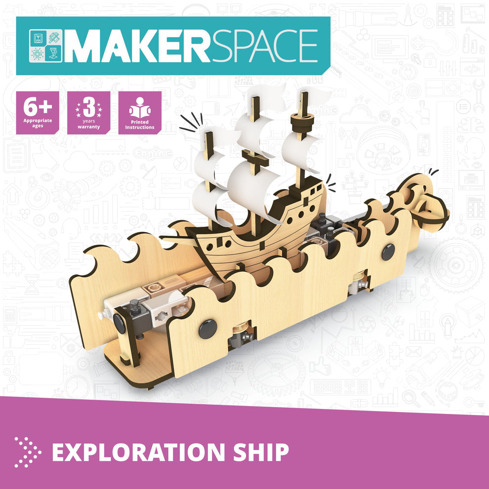 Engino MAKERSPACE DIY: Exploration Ship STEM Building Kit for Kids Ages 8+ (1 Model to Build)