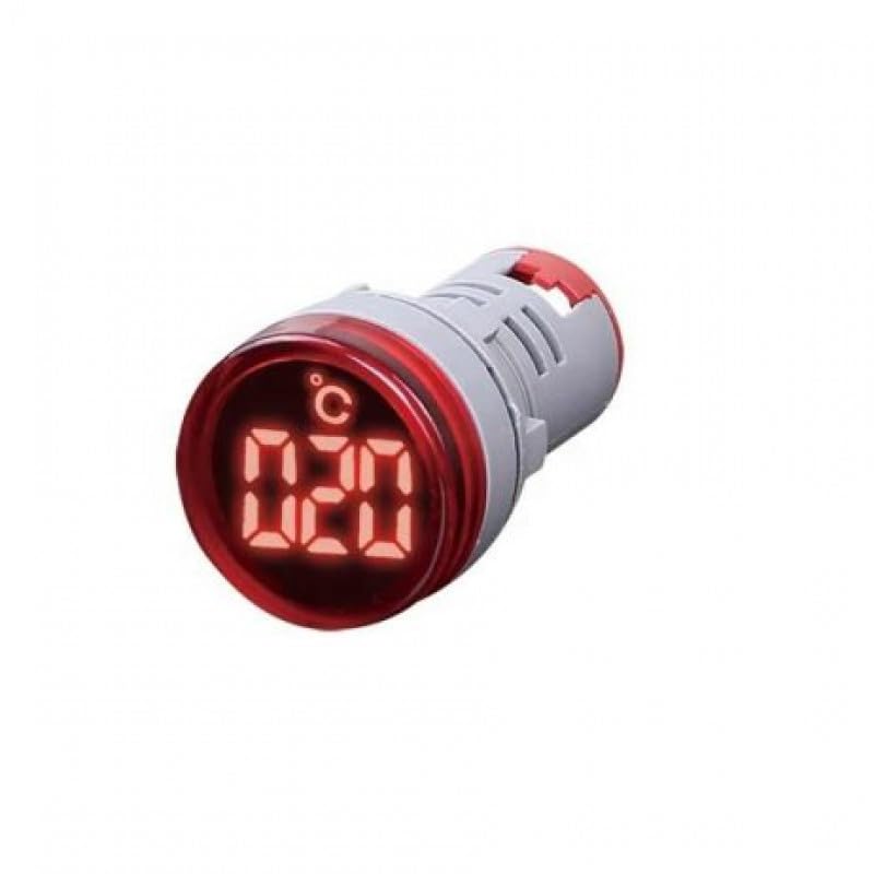-20°C to 199°C Round LED Temperature Indicator - Red (AD16-22TM)
