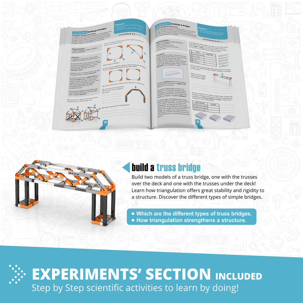 Engino Discovering STEM Buildings & Bridges: Educational Construction Toy for Kids Ages 9+ (9 Models to Build)
