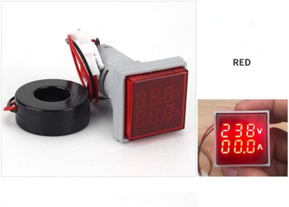 AC Current and Voltage Indicator with Two-Digit Display, 22mm Square Head LED Multi-Function Measuring