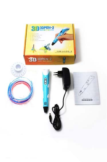 2nd Generation LCD 3D Drawing Printing Pens 5V 3d Magic Pen Yellow + US Plug