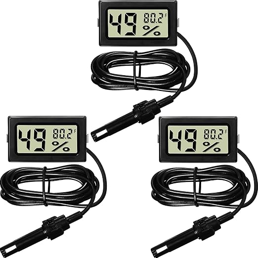Black FY-12 Mini LCD Digital Thermometer Hygrometer Fridge Freezer Tester Temperature Humidity Meter with 1.5 Meter Wire (with Battery)