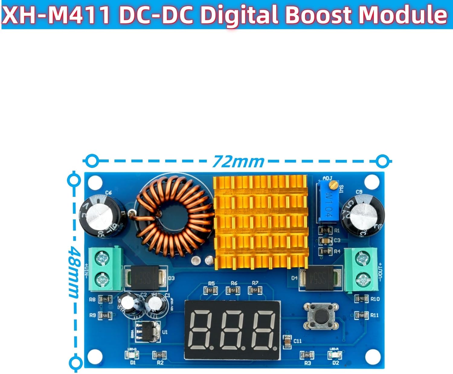 DC-DC Boost Adjustable Step-Up Converter 5V-45V (XH-M411 )