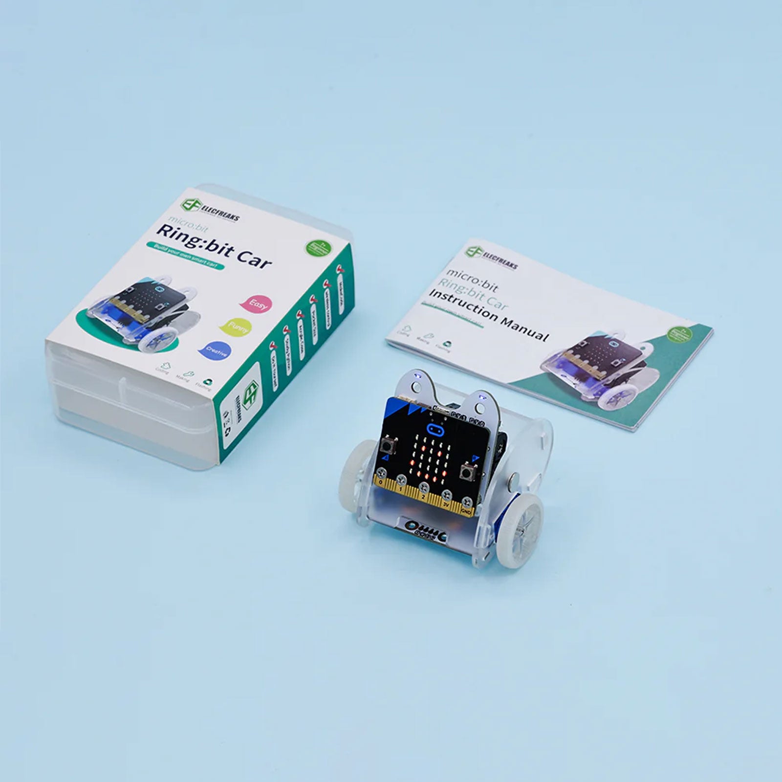 ELECFREAKS micro:bit Ring:bit V2 Kit Micro Car, micro:bit Coding Starter car kit with Wiki Tutorial (Without microbit Board)