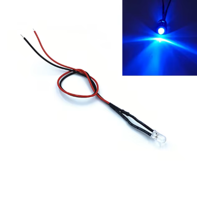 3V 3mm Water Clear Blue LED Indicator Light with 20cm Cable