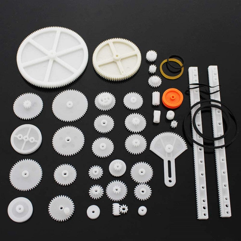 34 Kinds of Rack and Pinion Gear Bag Toy Model Pulley Plastic Sharft Worm Gear Reducer for Robot DIY Kit