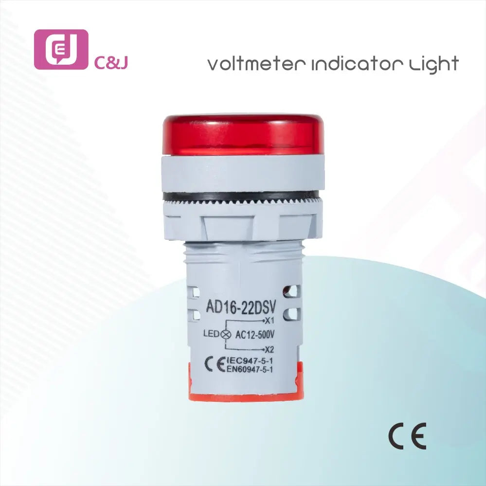 AC60-500V Round Voltmeter Red (LED) AD16-22DVS
