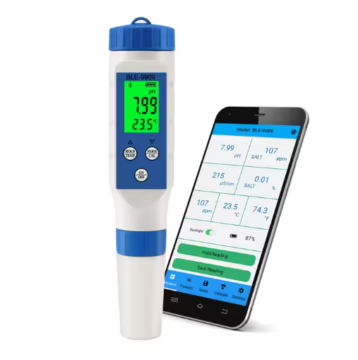 BLE-9909 PH Meter Smart Online Bluetooth Hydroponic EC PH Meter 5 in 1 TDS EC PH Meter