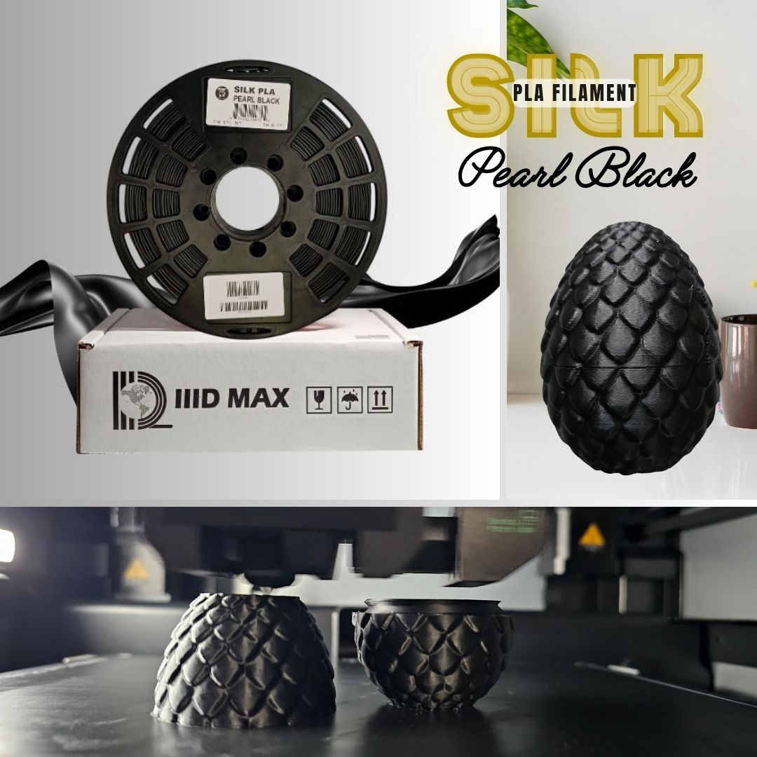 PLA+ Silk Pearl Black Filament - 1.75mm (1 kg / 2.2 lbs)