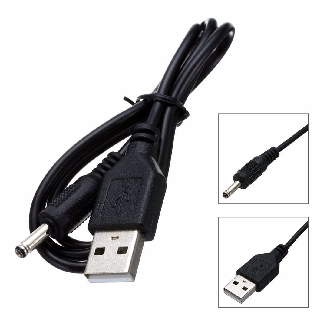 5Vdc Power Cord USB to DC 3.5mm x 1.35mm Barrel Jack Cable Plug