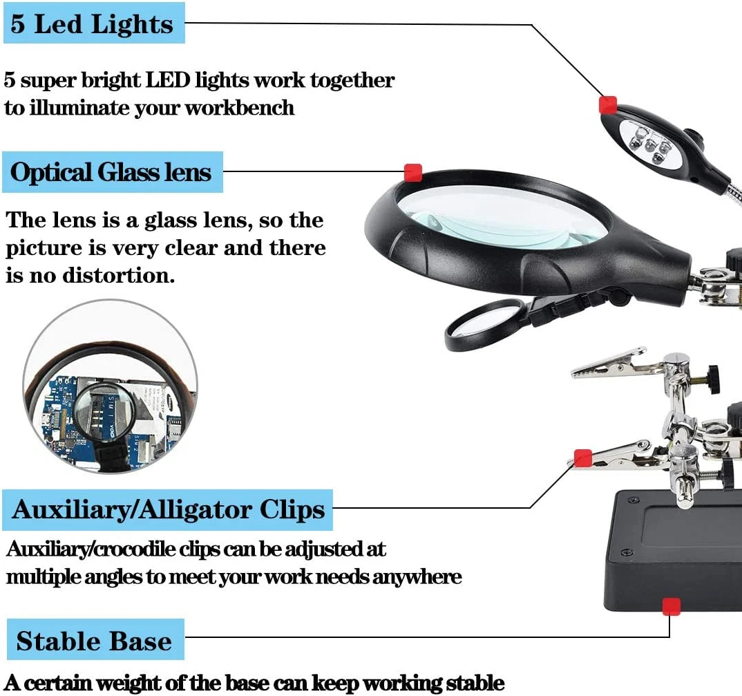 Helping Hands w/Magnifier light 5LED