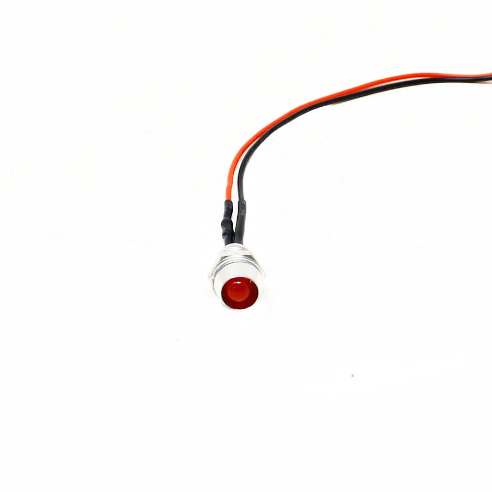 12v-18v 5mm Red LED Metal Indicator Light with 20cm Cable