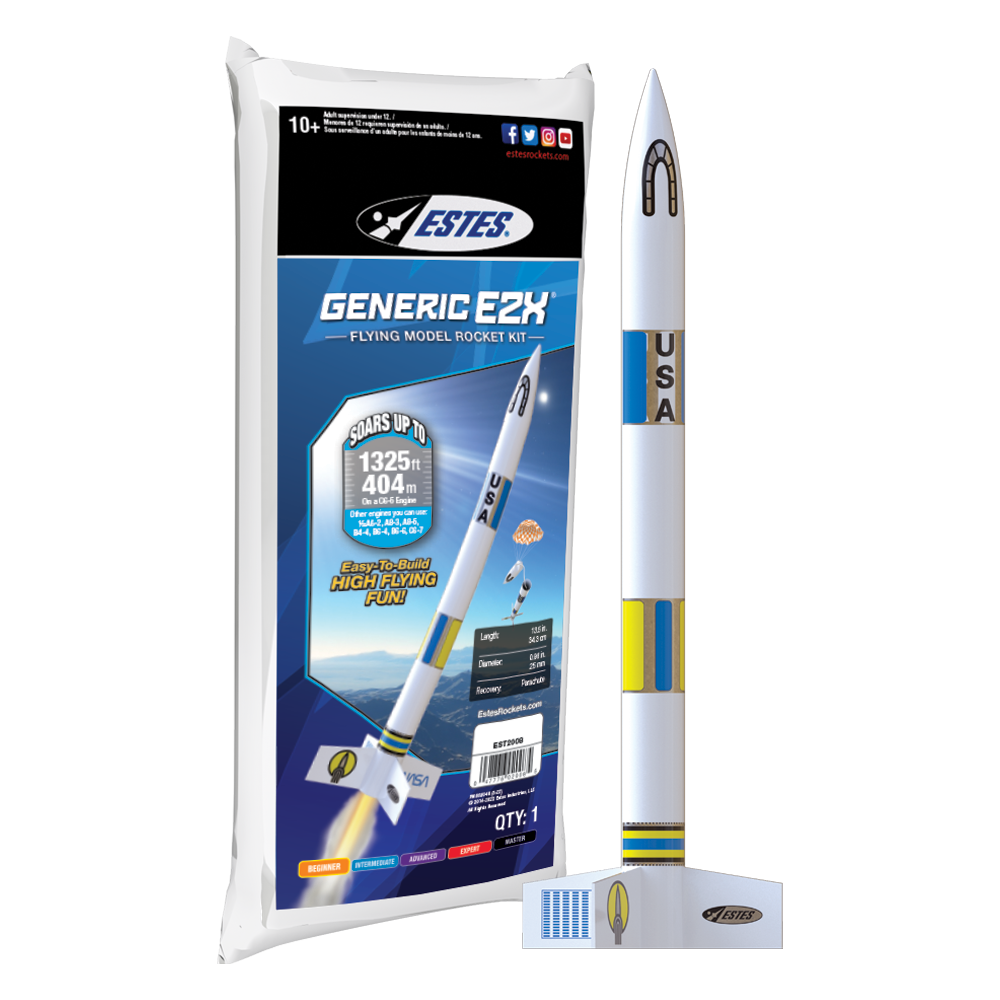 Estes Generic E2X STEM Rocket Kit – Beginner Customizable Model Rocket (Up to 1325 ft)