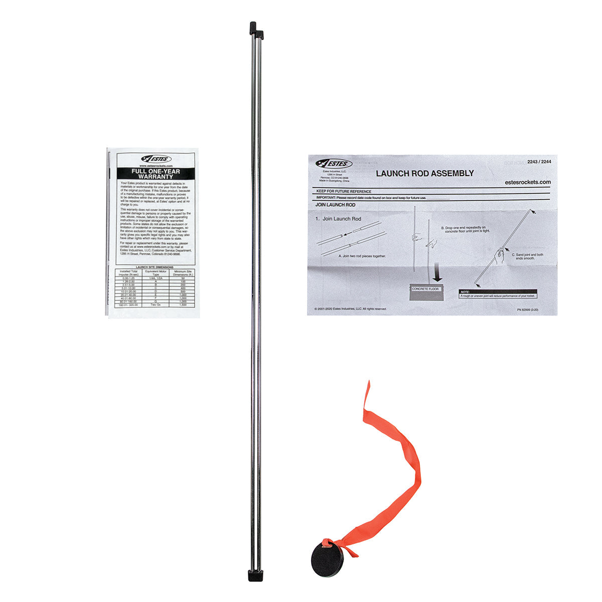 Estes 1/8" Two-Piece Launch Rod – Replacement Rocket Launch Rod (Standard Size)
