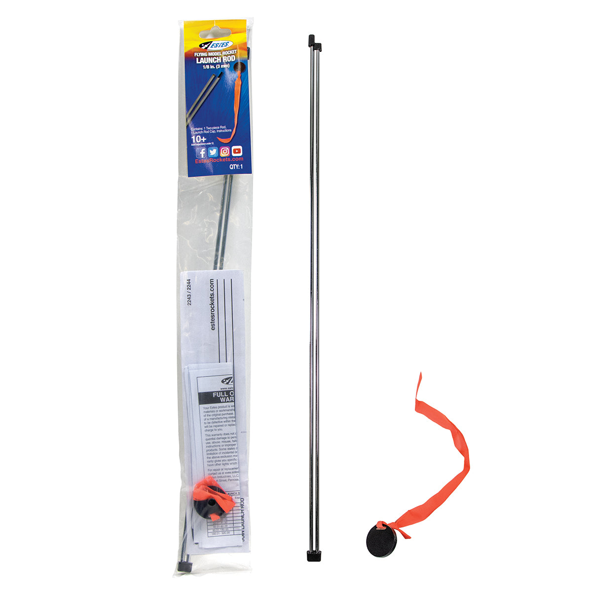 Estes 1/8" Two-Piece Launch Rod – Replacement Rocket Launch Rod (Standard Size)