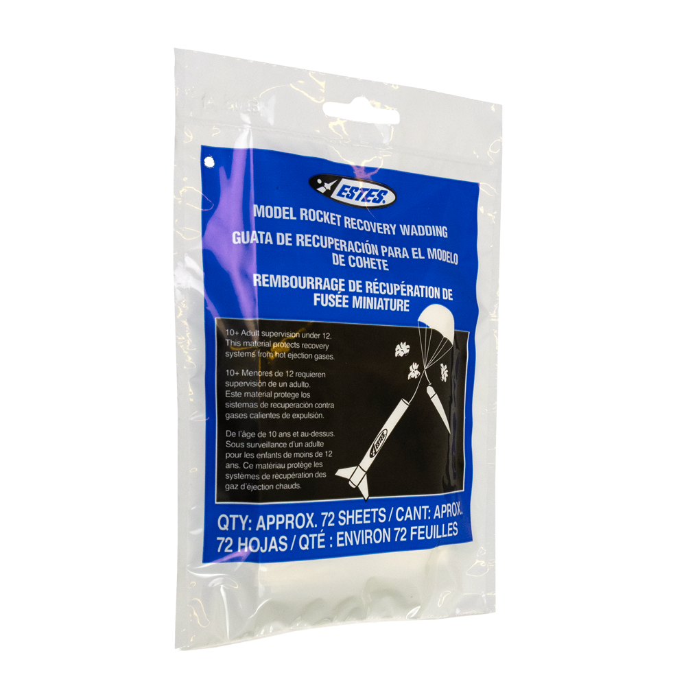 Estes Recovery Wadding – Flame-Resistant Rocket Protection 18–25 Launches (~72 Sheets)