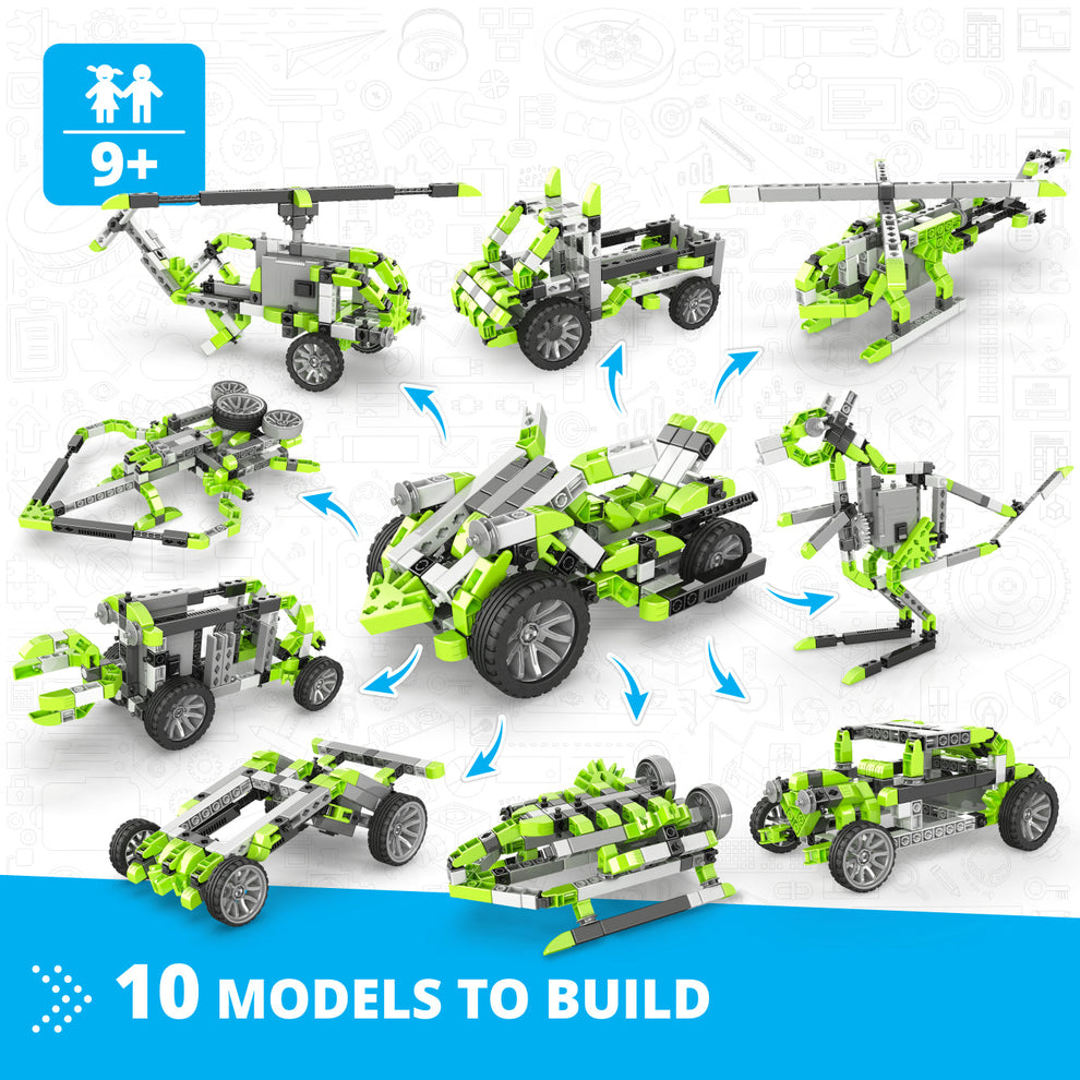 Engino Inventor Motorized- 4 Wheeled Extreme Bike: STEM Mechanical Toys for Kids Ages 9+ (10 Models to Build)