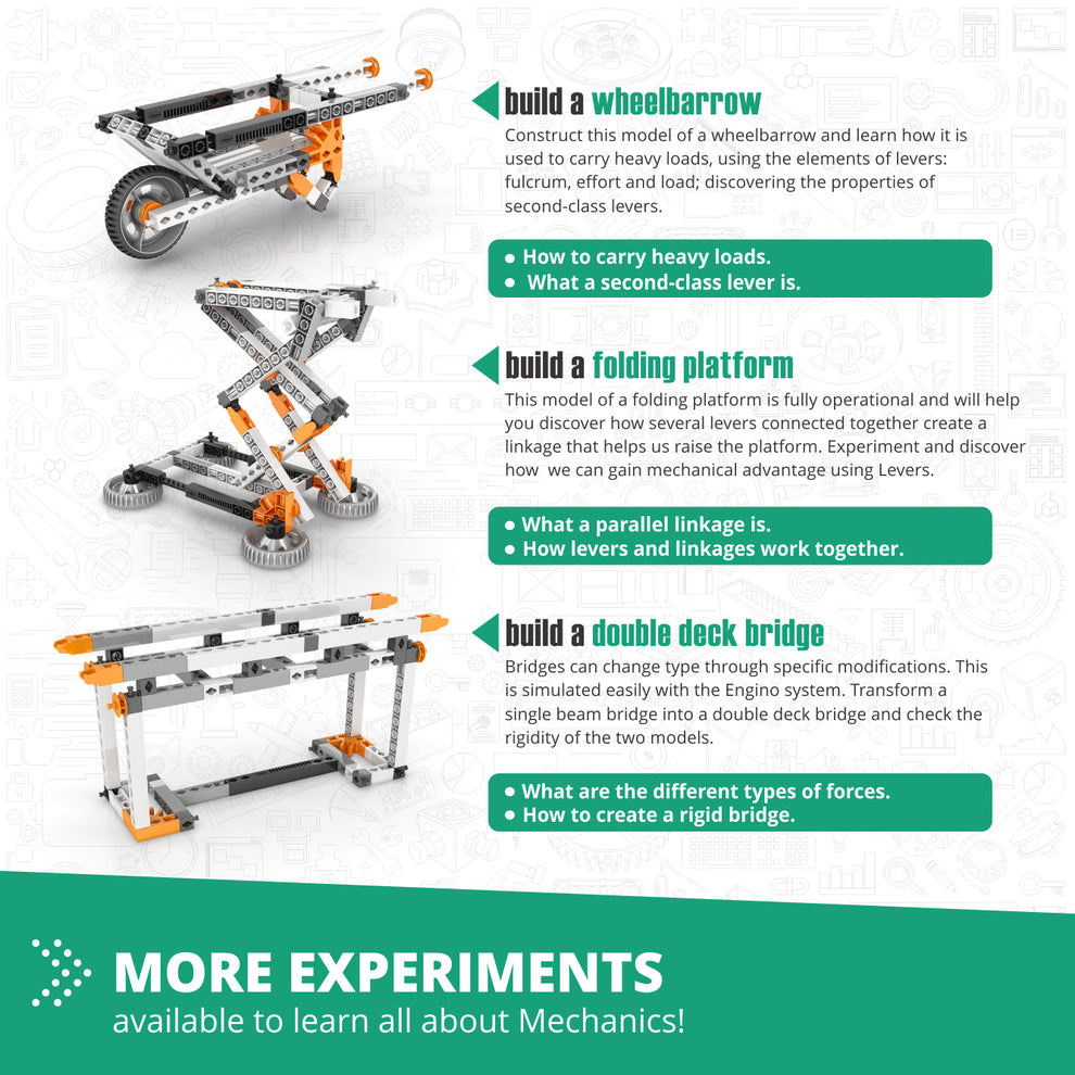 Engino Discovering STEM Mechanics Set: Levers, Linkages & Structures: Building Toys for Kids Ages 9+ (16 Models to Build)