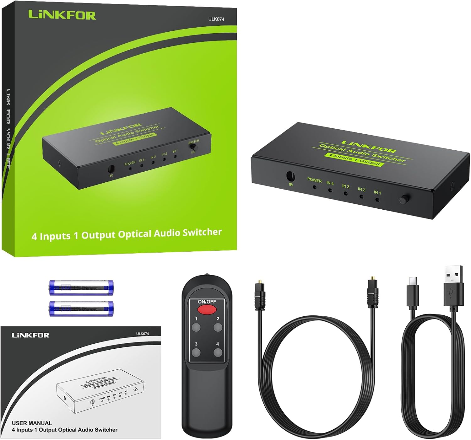 Digital Optical Audio Switcher 4×1