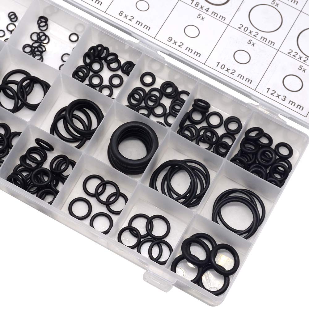 225 PCS Rubber O-Ring Assortment Kit