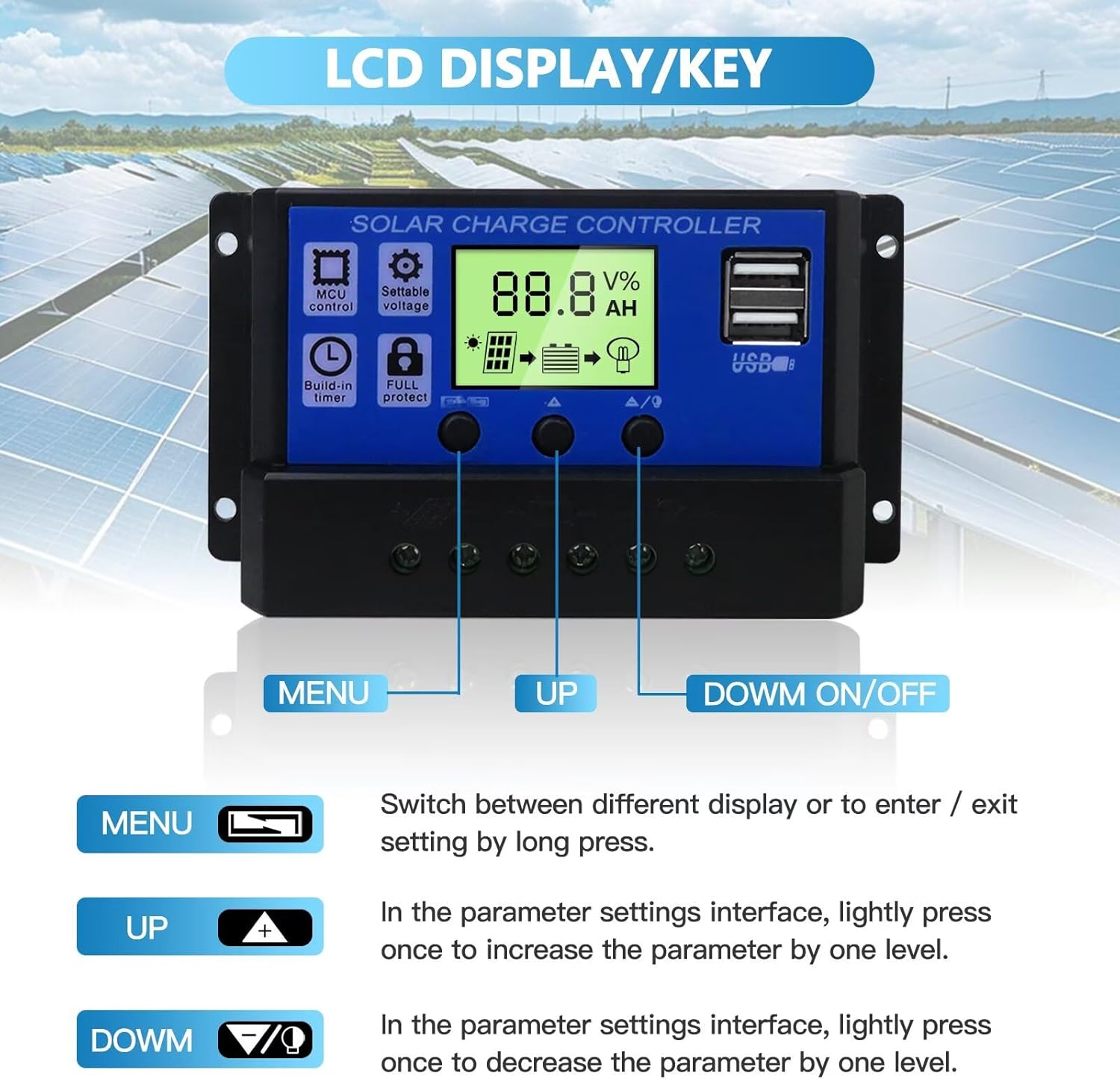 30A 12/24V PWM Solar Charge Controller
