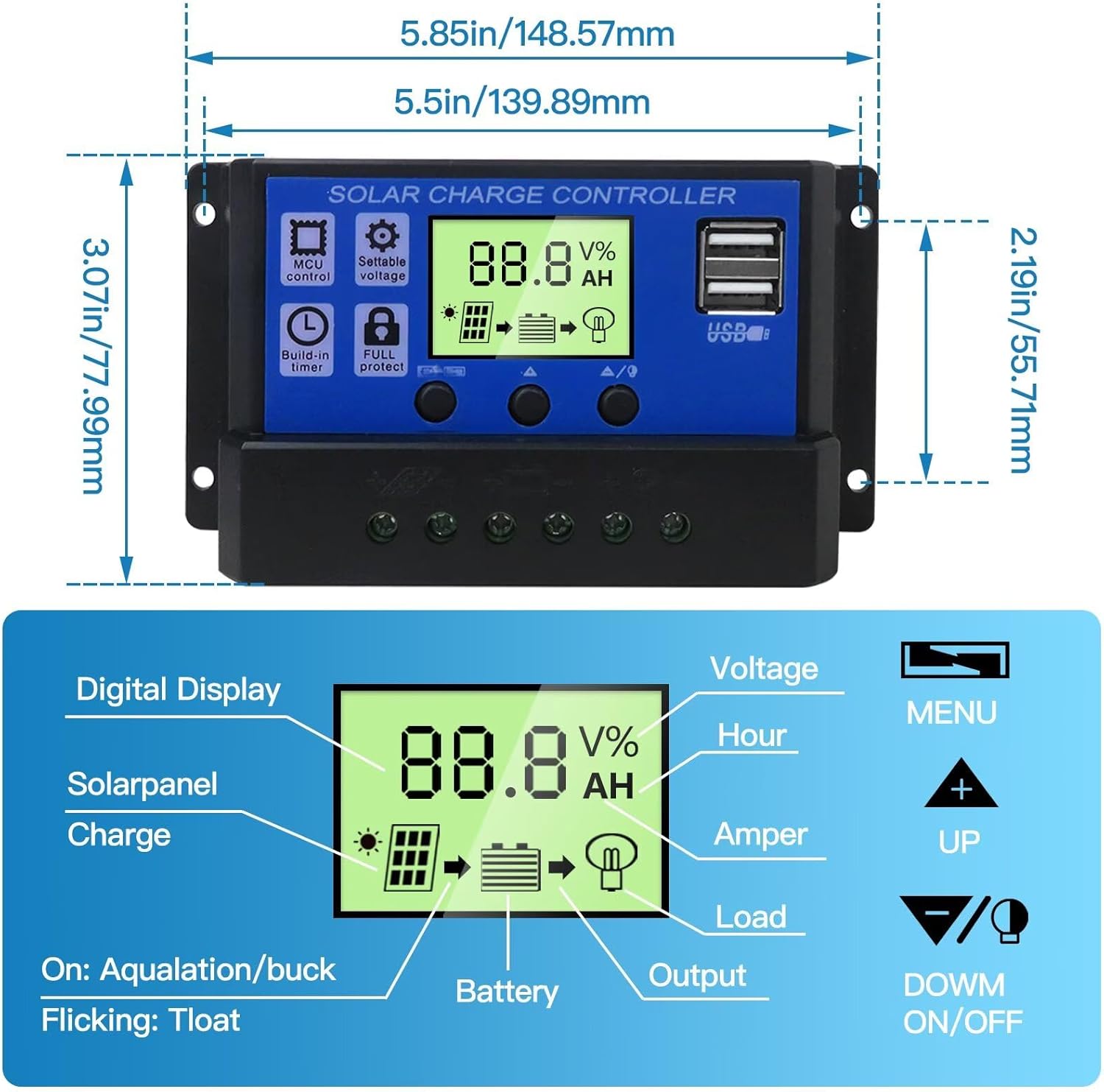 10A 12/24V PWM Solar Charge Controller