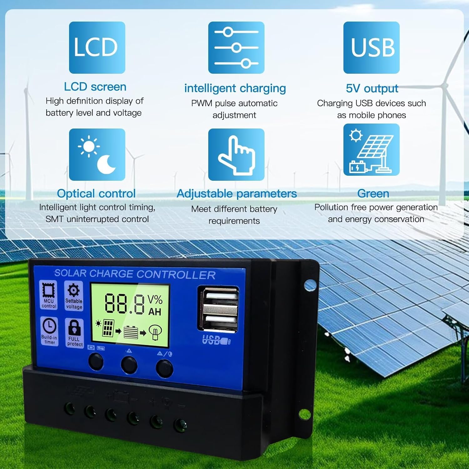 30A 12/24V PWM Solar Charge Controller