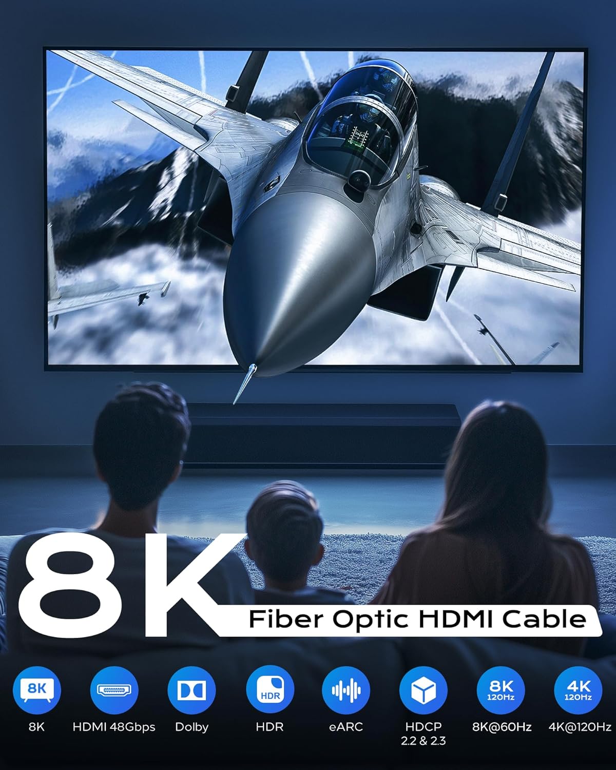 8K Fiber Optic HDMI Cable 150FT