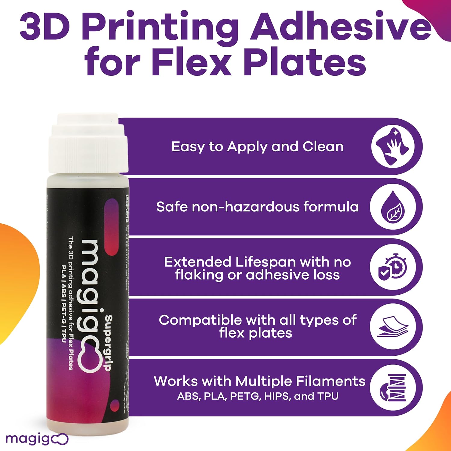 Magigoo Supergrip 3D Printer Adhesive Glue for PLA, PET-G, ABS/ASA, TPU (50ml)