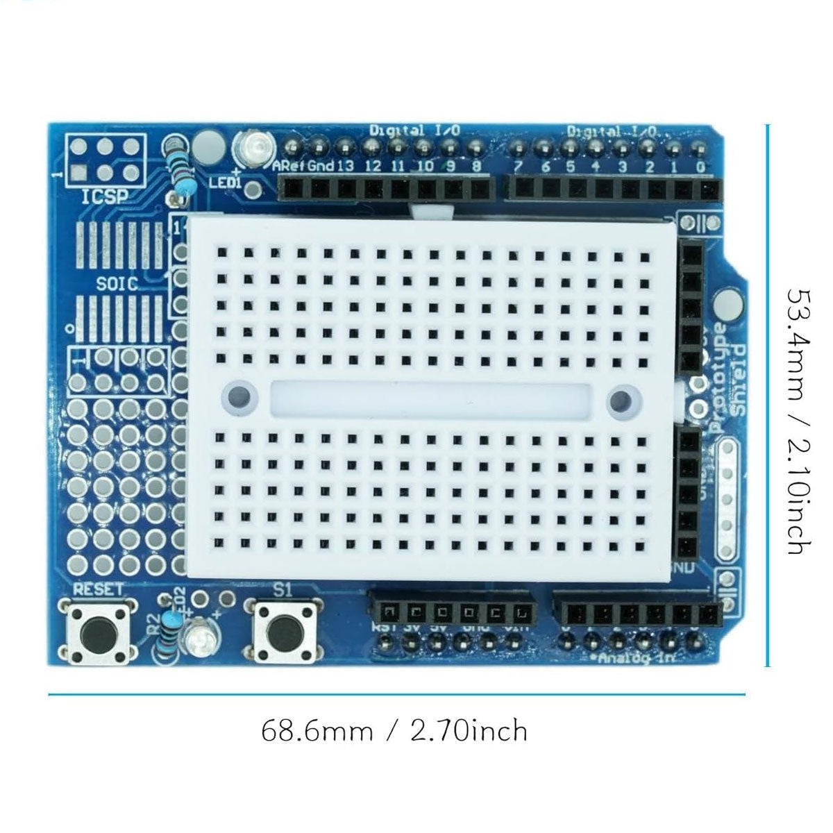 UNO Proto Prototype Shield + 170pts Breadboard