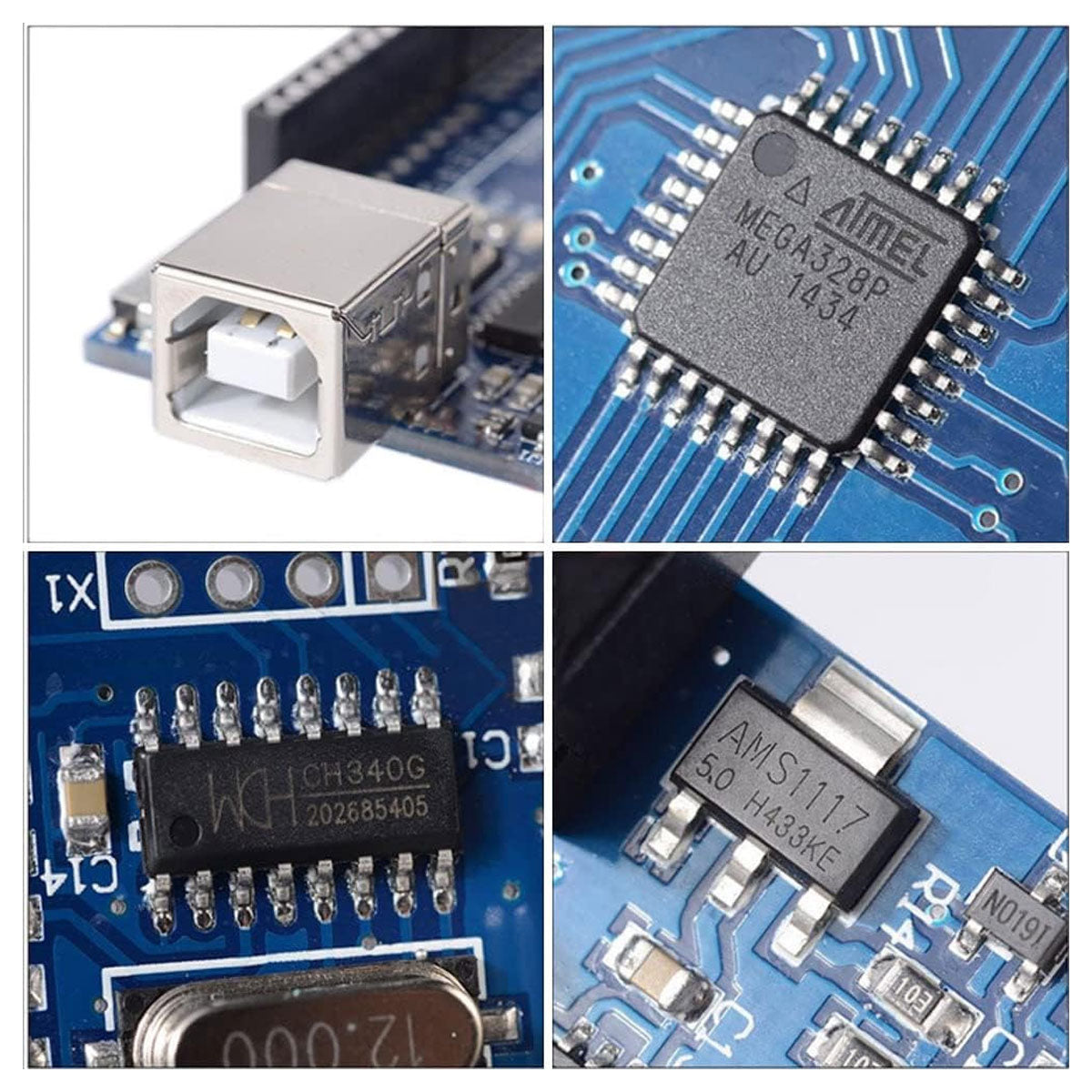 SMD UNO R3 ATmega328P Micro. w/ USB Cable & 2.54mm Straight Pin Header