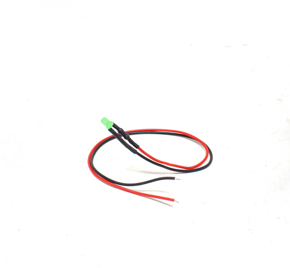 3V 3mm Green LED Indicator Light with 20cm Cable