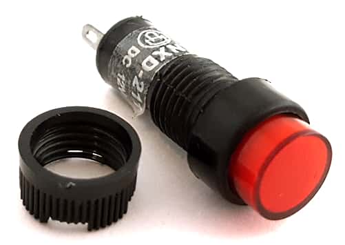 12V Round Panel Mount Red Light 10mm