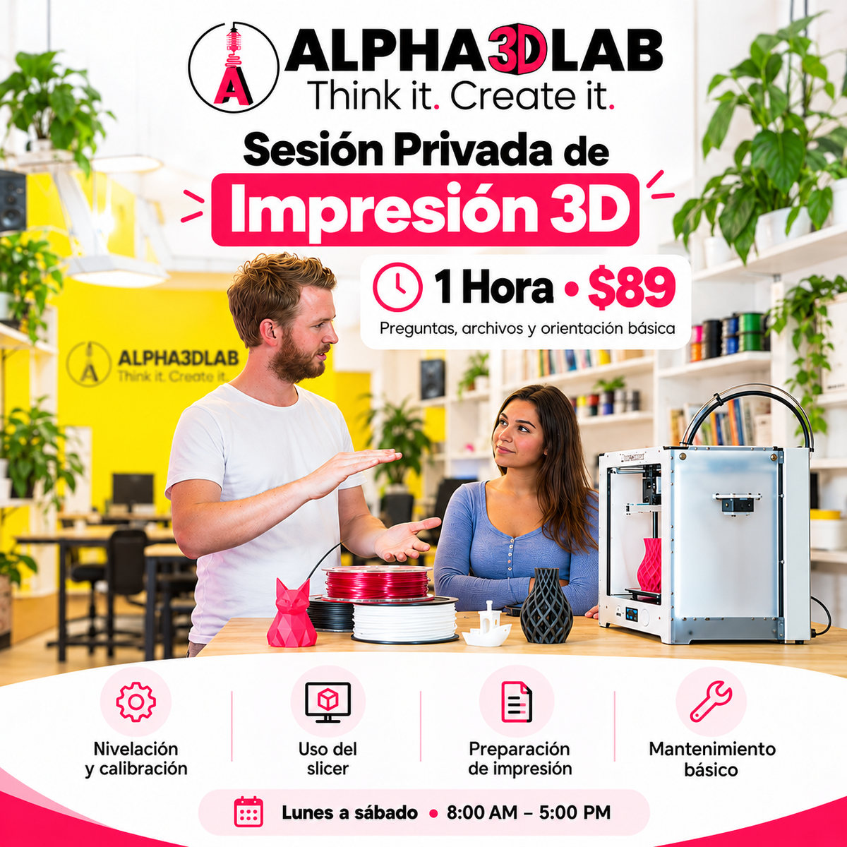 Sesión Privada de Impresión 3D – 1 Hora | Alpha 3D Lab