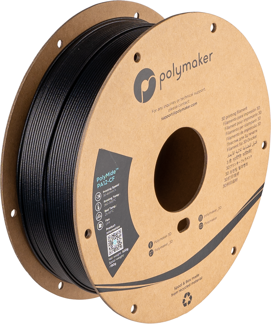 PolyMide™ PA12-CF - 1.75mm (0.5 kg / 1.10 lbs) Black