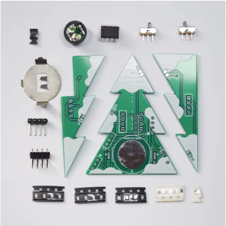 Yellow LED Snowflake PCB Mini Music Christmas Trees DIY Kit