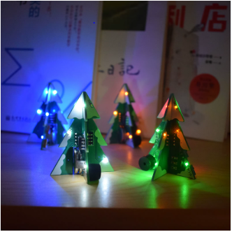 Yellow LED Snowflake PCB Mini Music Christmas Trees DIY Kit