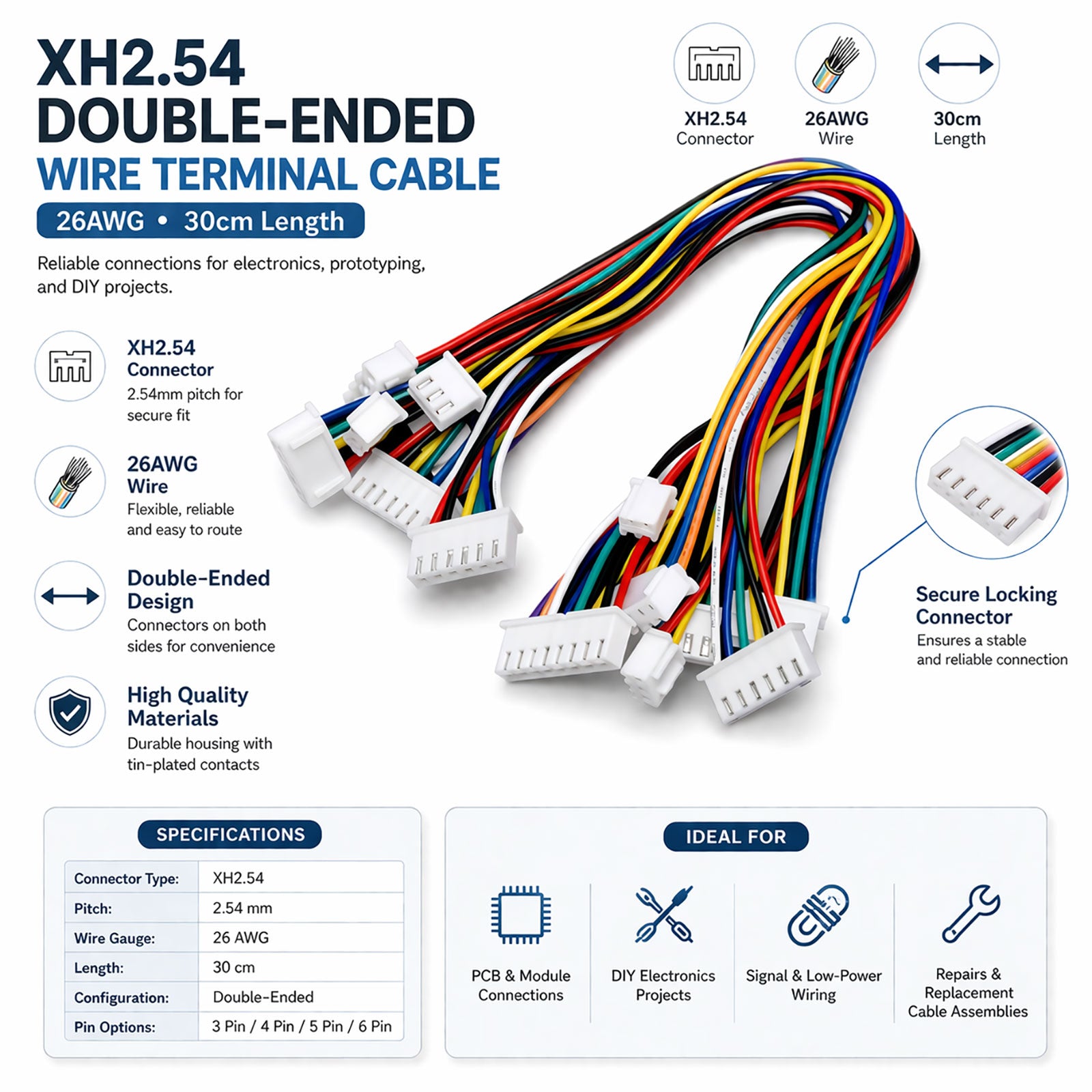 XH2.54 Double-Ended Wire Terminal Cable